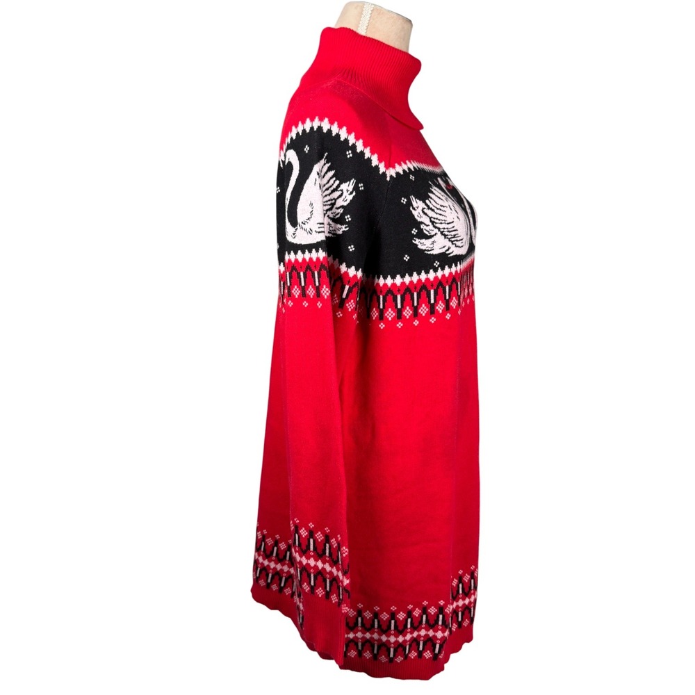 Nuuly X Rachel Antonoff Red Swan Fair Isle‎ Sweater Dress Sz M New W/Defect - Picture 6 of 15